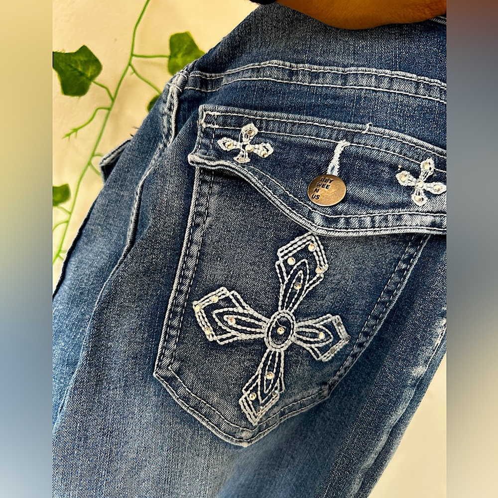 Women's Blue Embroidered Jeans